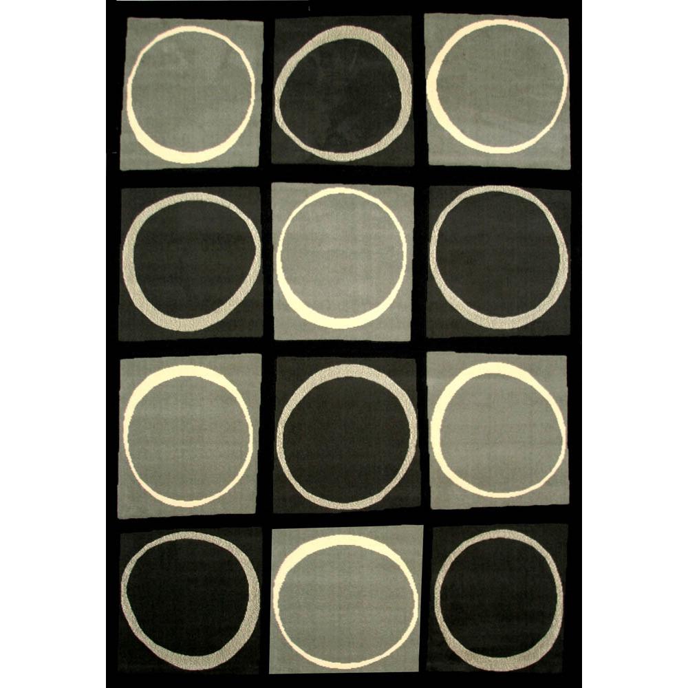 Terra Checkers Black/Grey/Ivory Area Rug, 7'9" x 10'6". Picture 1