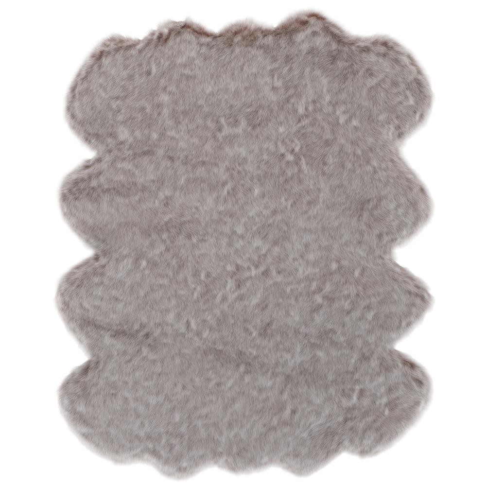 Gloss Brown Faux Fur Area Rug, 2' x 3'. Picture 1