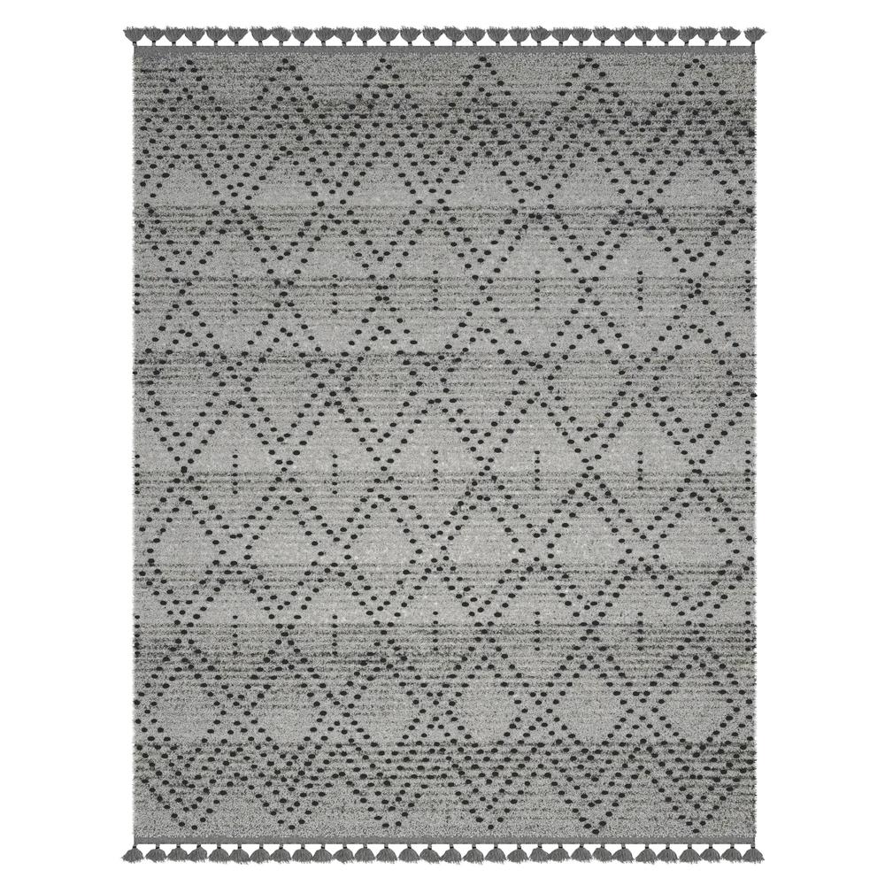 Vail Dowlan Gray and Charcoal - Wool and Cotton Area Rug with Tassels, 5' x 8'. Picture 1