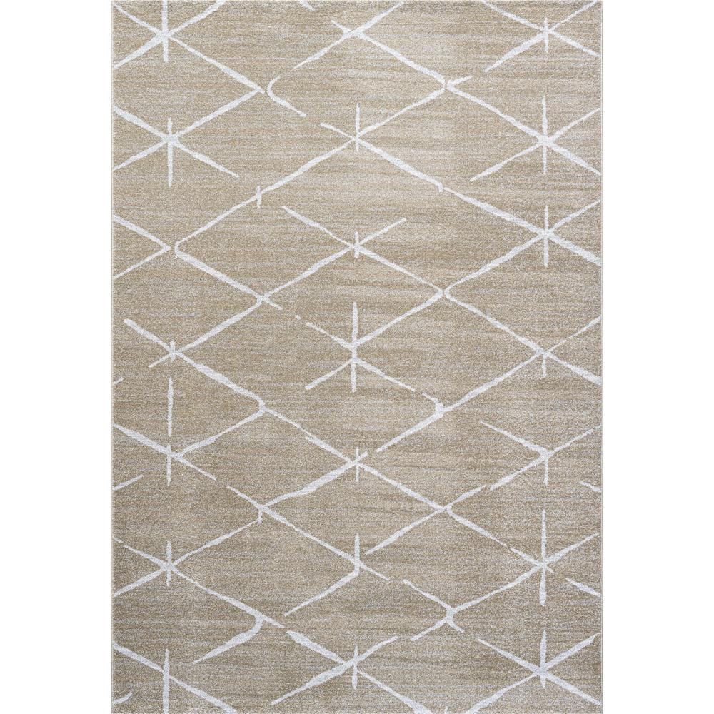 Midtown Geo Beige, and Ivory Olefin Area Rug, 5'3 x 7'6". Picture 1