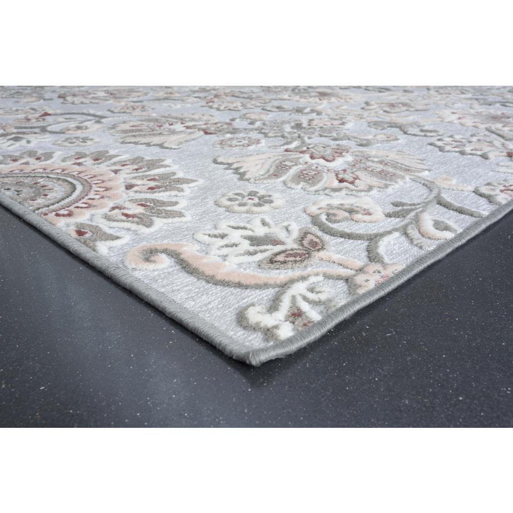Napa Lily Gray, Ivory, Blush Chenille and Viscose High - Low Area Rug, 7'10" x 10'9". Picture 5