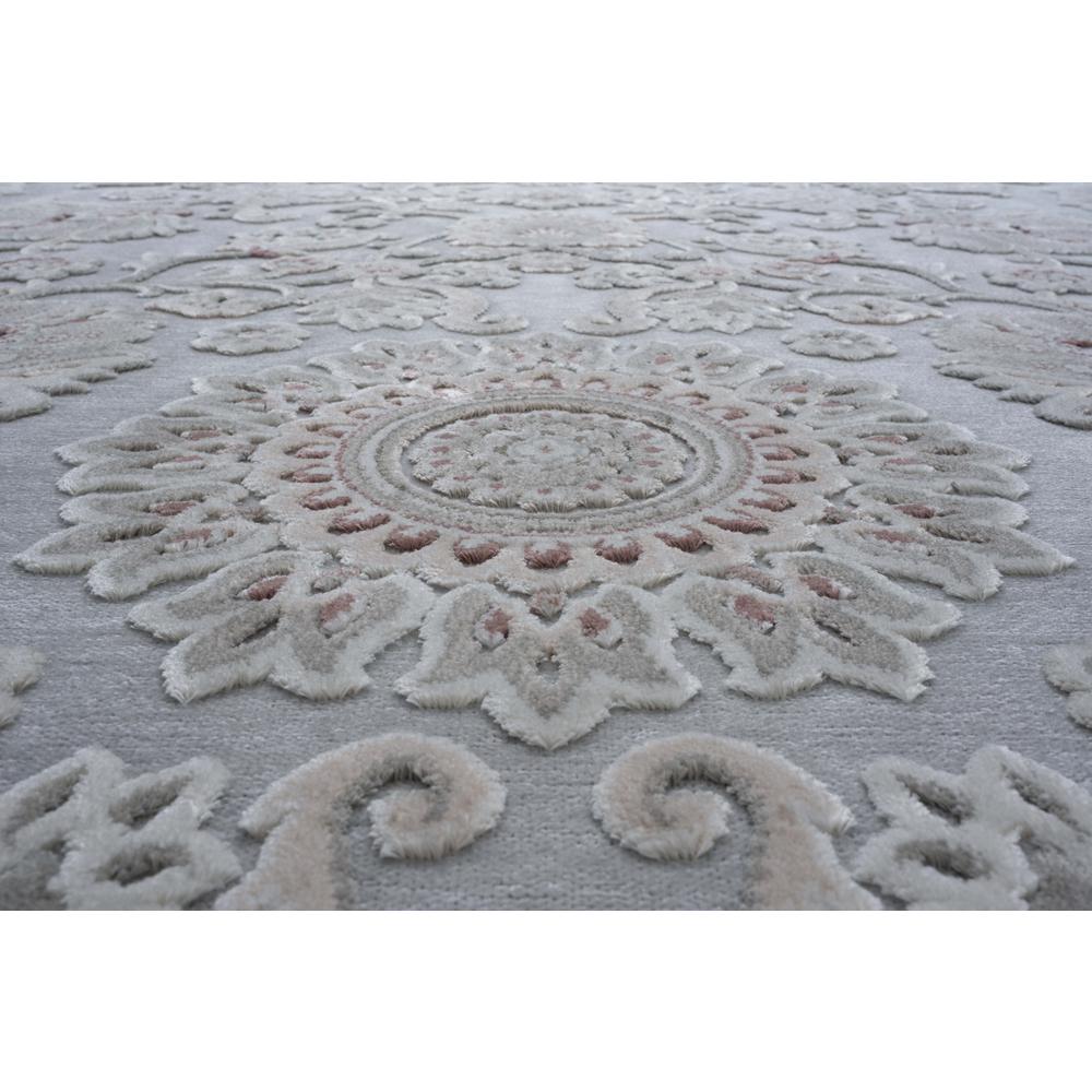 Napa Lily Gray, Ivory, Blush Chenille and Viscose High - Low Area Rug, 7'10" x 10'9". Picture 8
