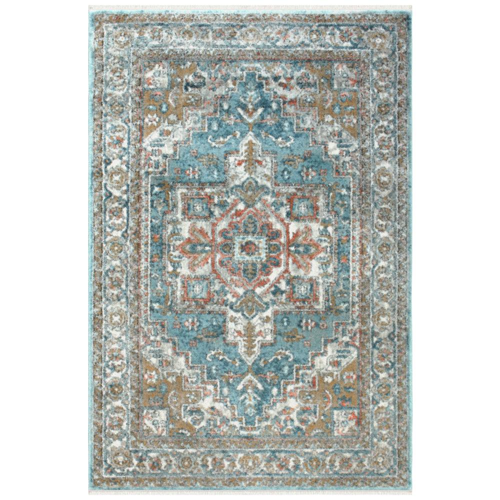 Laguna Highland Blue/Natural/Coral/Ivory Area Rug, 5'3" x 7'6". Picture 8