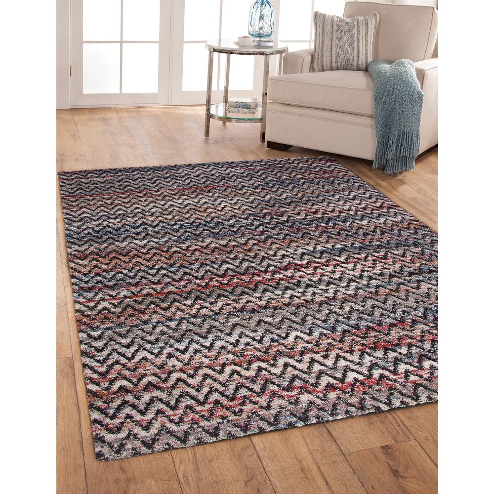 Granada Riley Black, Blue, Red, Natural and Ivory Area Rug, 7'10" x 10'10". Picture 1