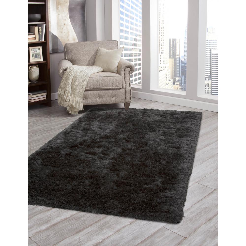 Luxe Shag Charcoal Area Rug, 8' x 10'. Picture 4