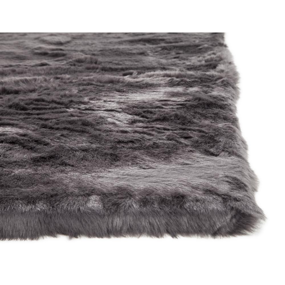 Mink Charcoal Faux Fur Area Rug, 5' x 8'. Picture 2