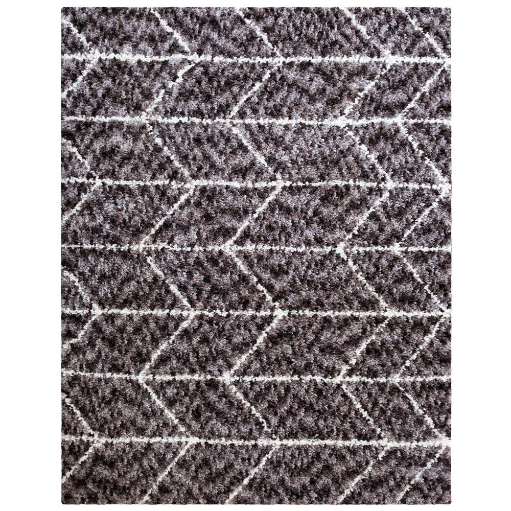 Oasis Cosima Dark Gray and White Polyester Area Rug, 5'3 x 7'6". Picture 1