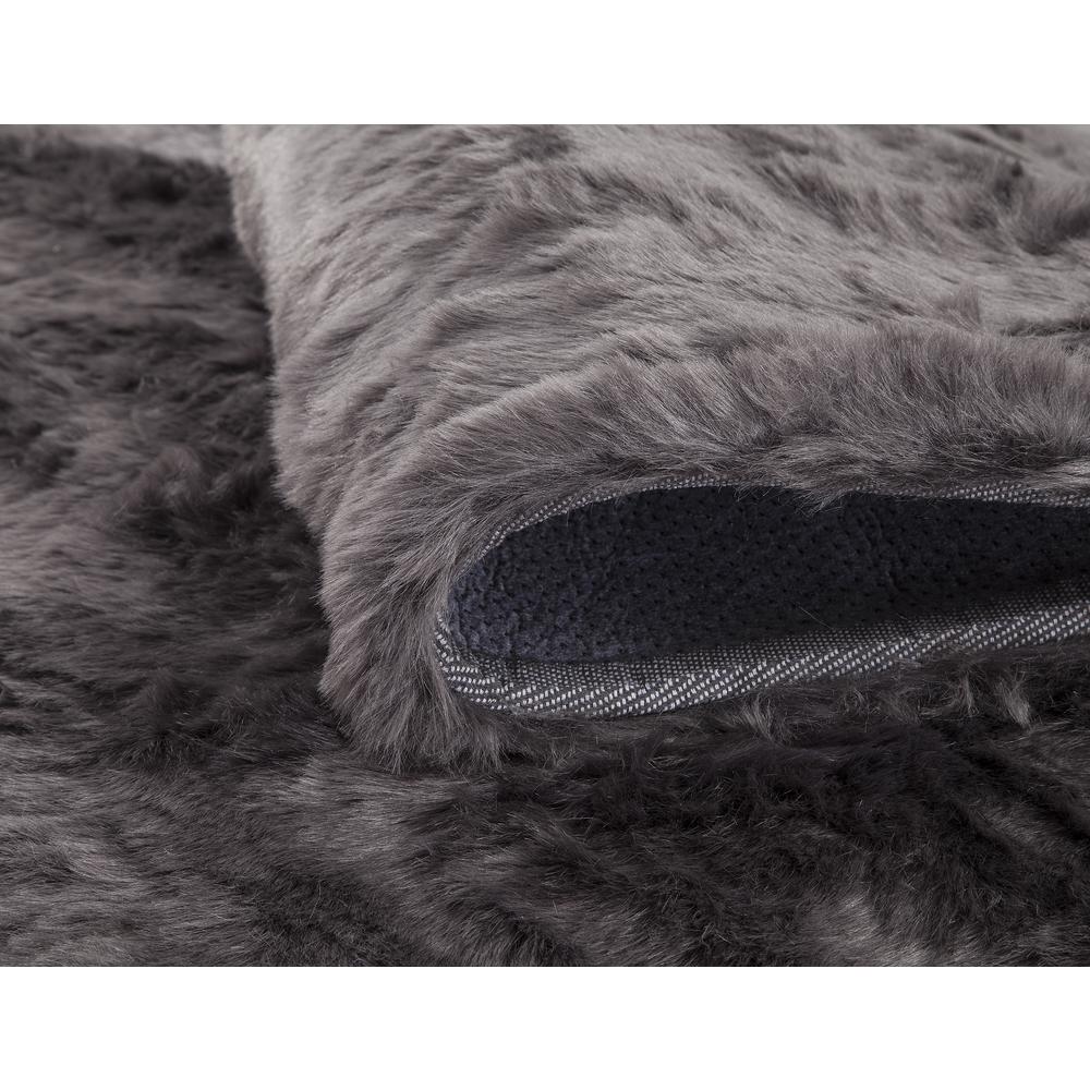 Mink Charcoal Faux Fur Area Rug, 5' x 8'. Picture 4