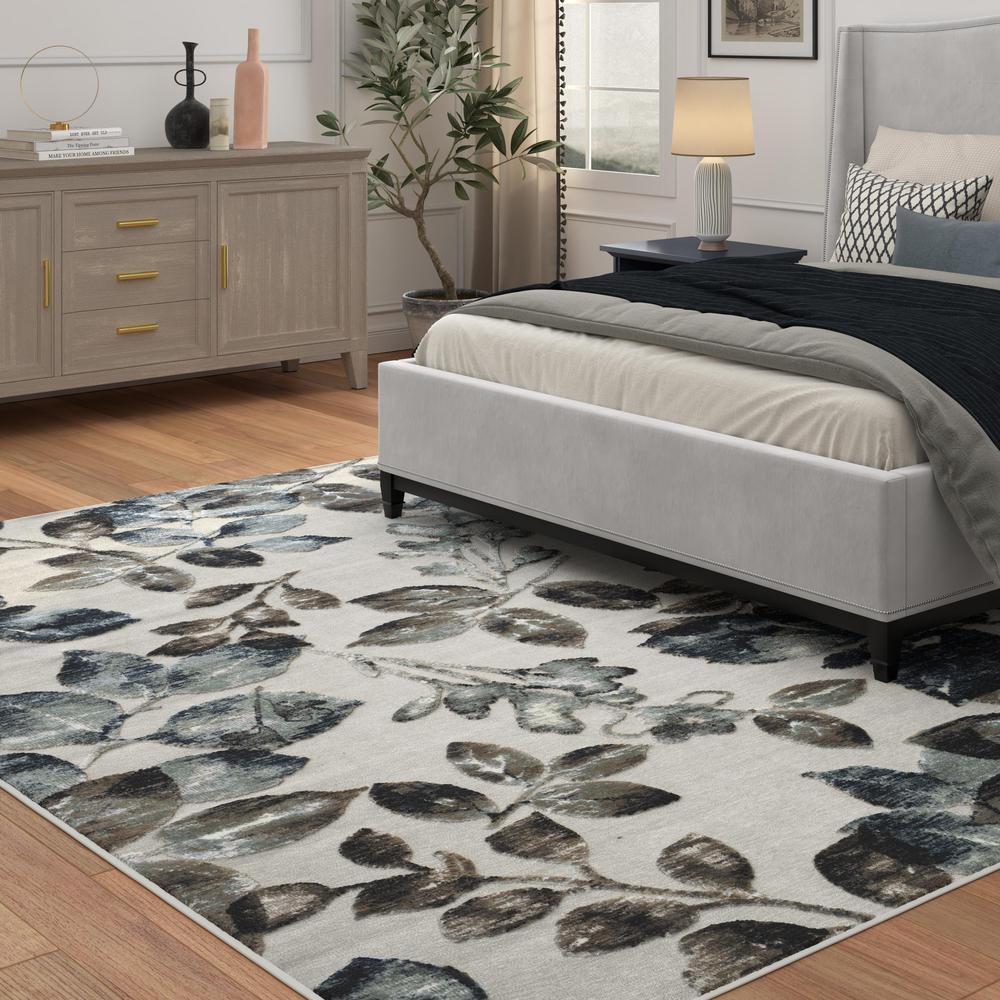 Napa Adina Ivory, Brown, Blue and Gray Chenille High-Low Area Rug, 7'10" x 10'9". Picture 2