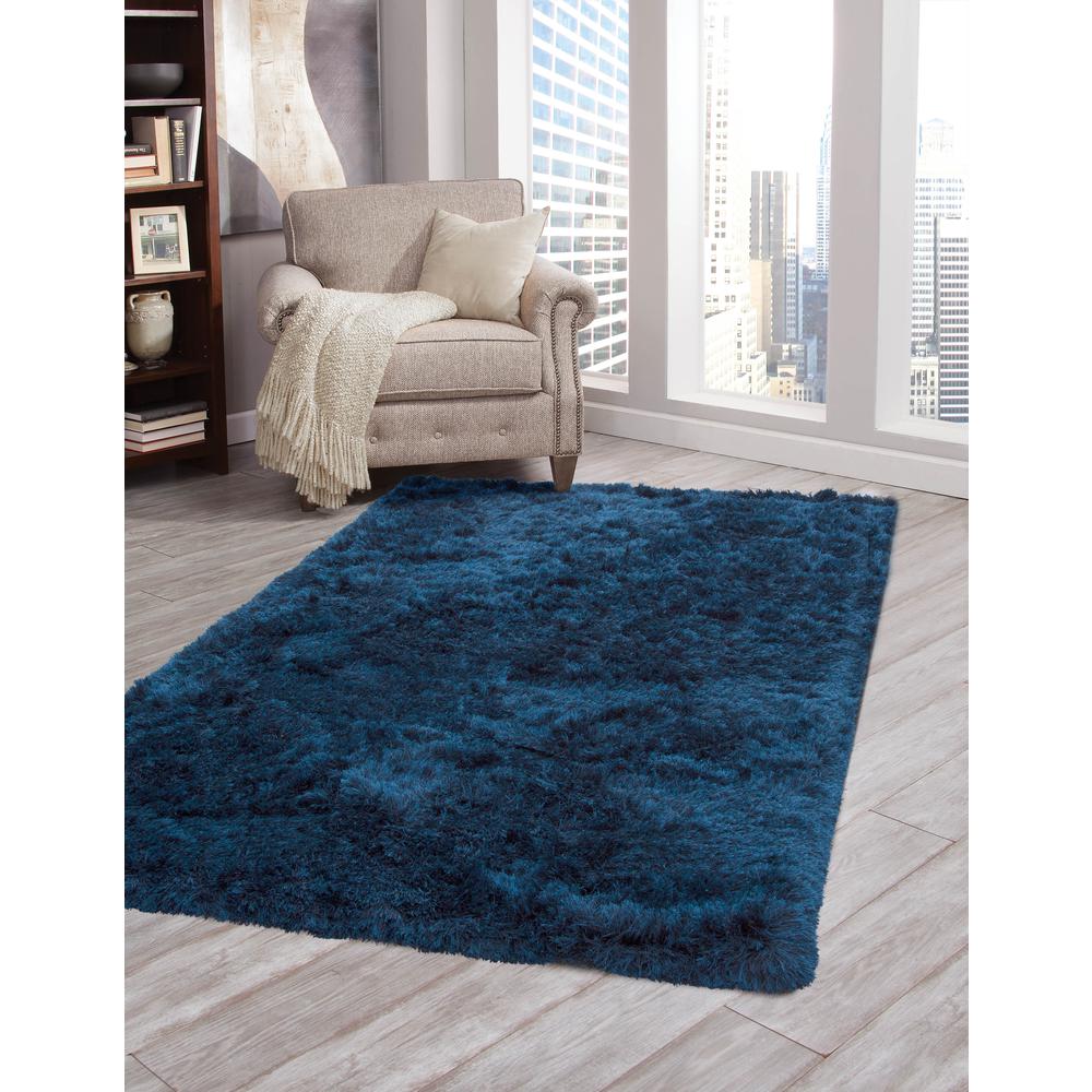 Luxe Shag Blue Area Rug, 8' x 10'. Picture 1