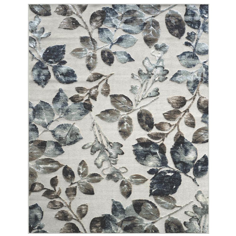 Napa Adina Ivory, Brown, Blue and Gray Chenille High-Low Area Rug, 7'10" x 10'9". Picture 1