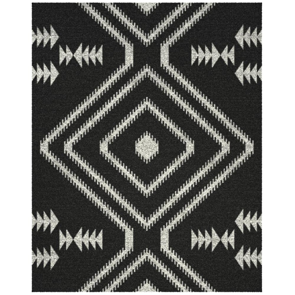 Granada Galen Charcoal and Ivory Olefin Shag Area Rug , 7' 10" x 10' 10". The main picture.