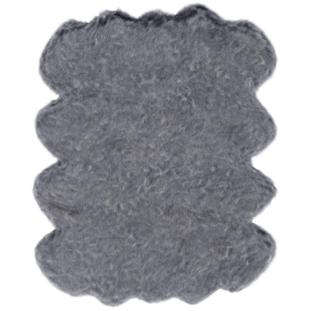 Gloss Black Faux Fur Area Rug, 6' x 7'5". Picture 1
