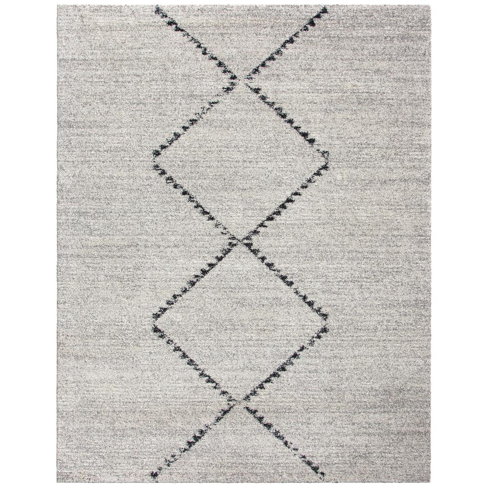 Granada Jewels Ivory, Grey, and Charcoal Olefin Shag Area Rug, 7' 10" x 10' 10". Picture 1