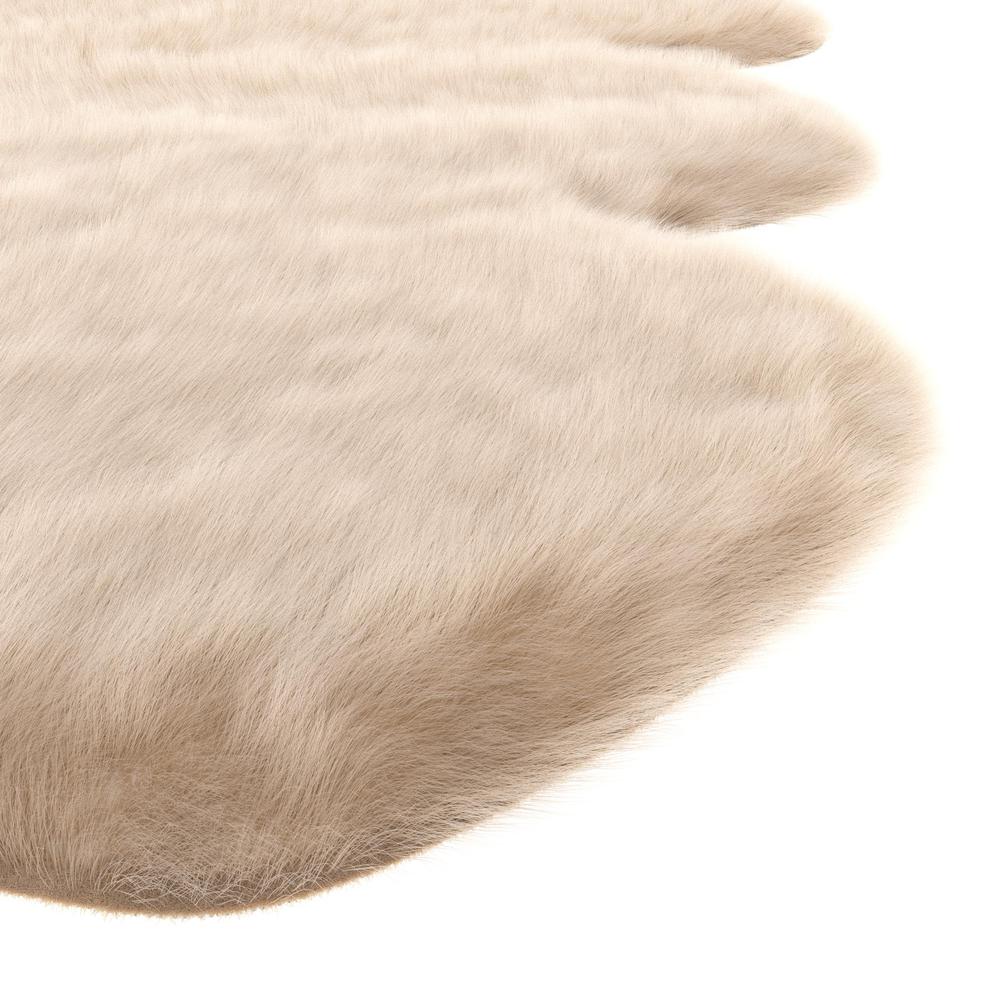 Gloss Beige Faux Fur Area Rug, 2' x 3'. Picture 2