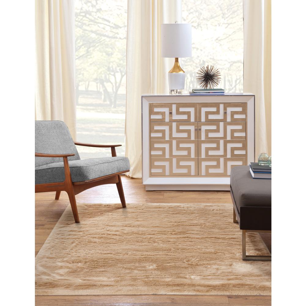 Mink Tan Faux Fur Area Rug, 8' x 10'. The main picture.