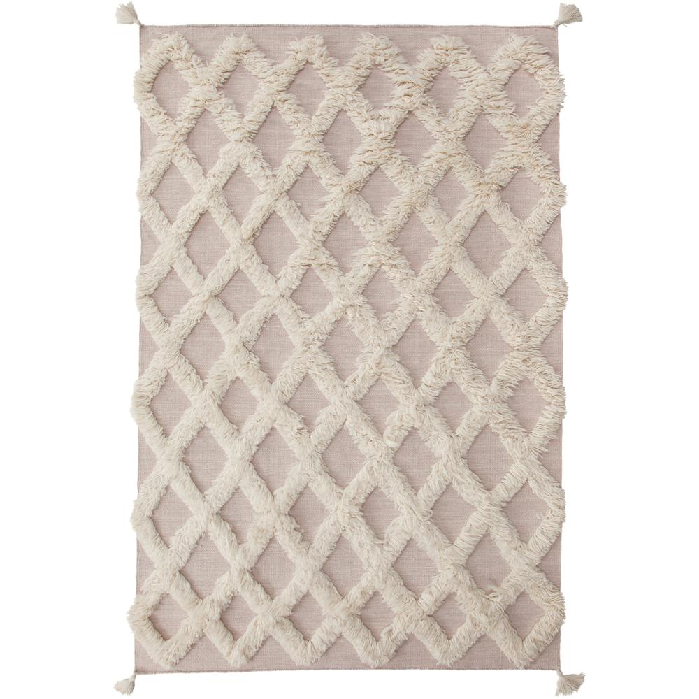 Chloe Joella Blush Wool Blend Handwoven High-Low Area Rug, 8' x 10'. Picture 1