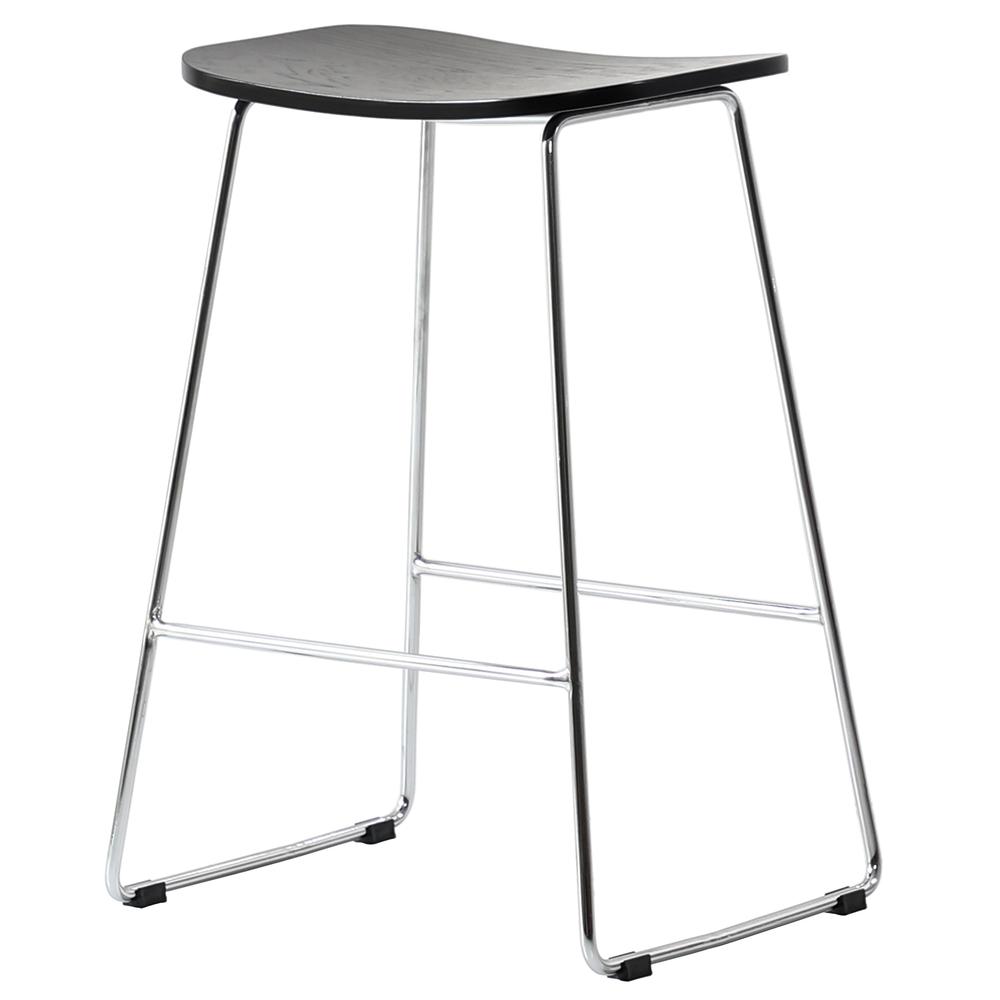 Melrose Modern Wood Counter Stool With Chrome Frame. Picture 1