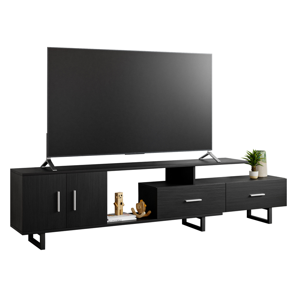 Avery Mid-Century Modern TV Stand with MDF Cabinet and Powder Coated Steel Legs. Picture 1