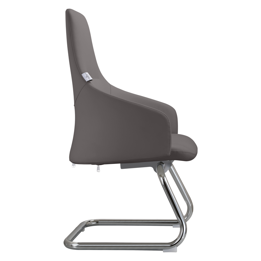 Celeste Series Guest Office Chair in Grey Leather. Picture 5
