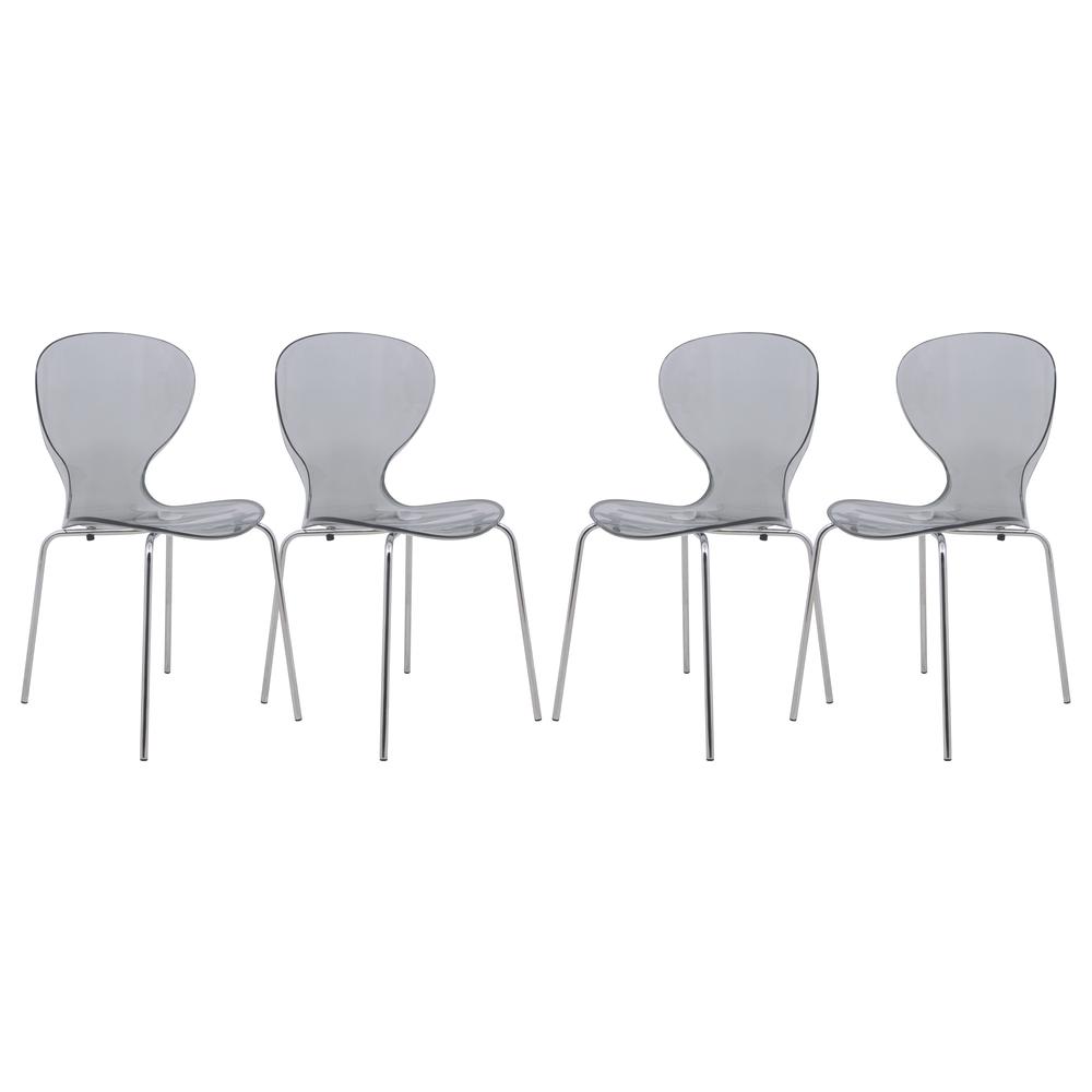Modern Oyster Transparent Side Chair, Set of 4. Picture 1