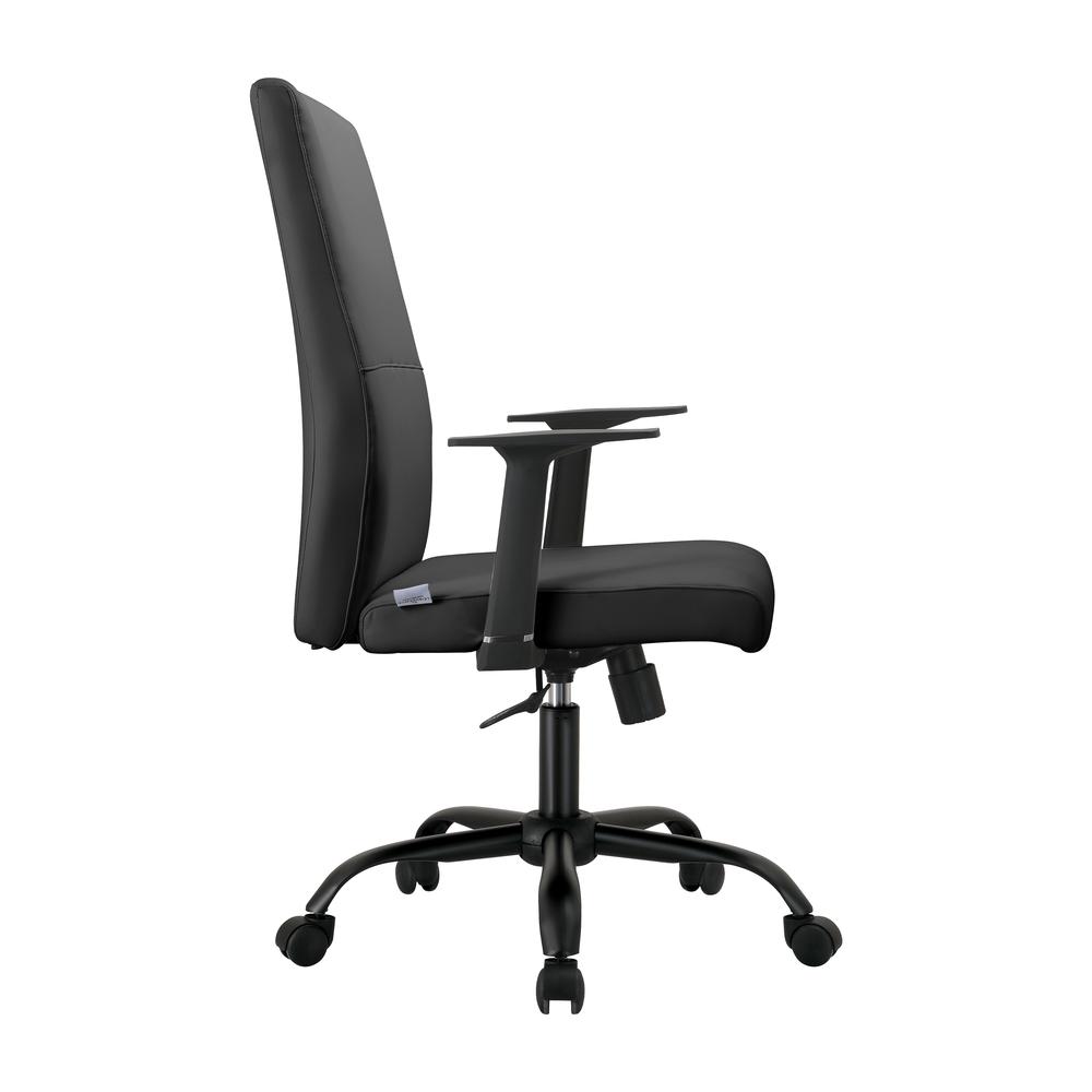 Evander Series Office Guest Chair in Black Leather. Picture 5