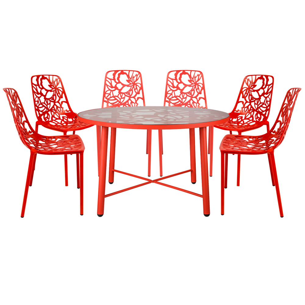 3-Piece Aluminum Outdoor Patio Dining Set with Table and 6 Stackable Chairs. Picture 9