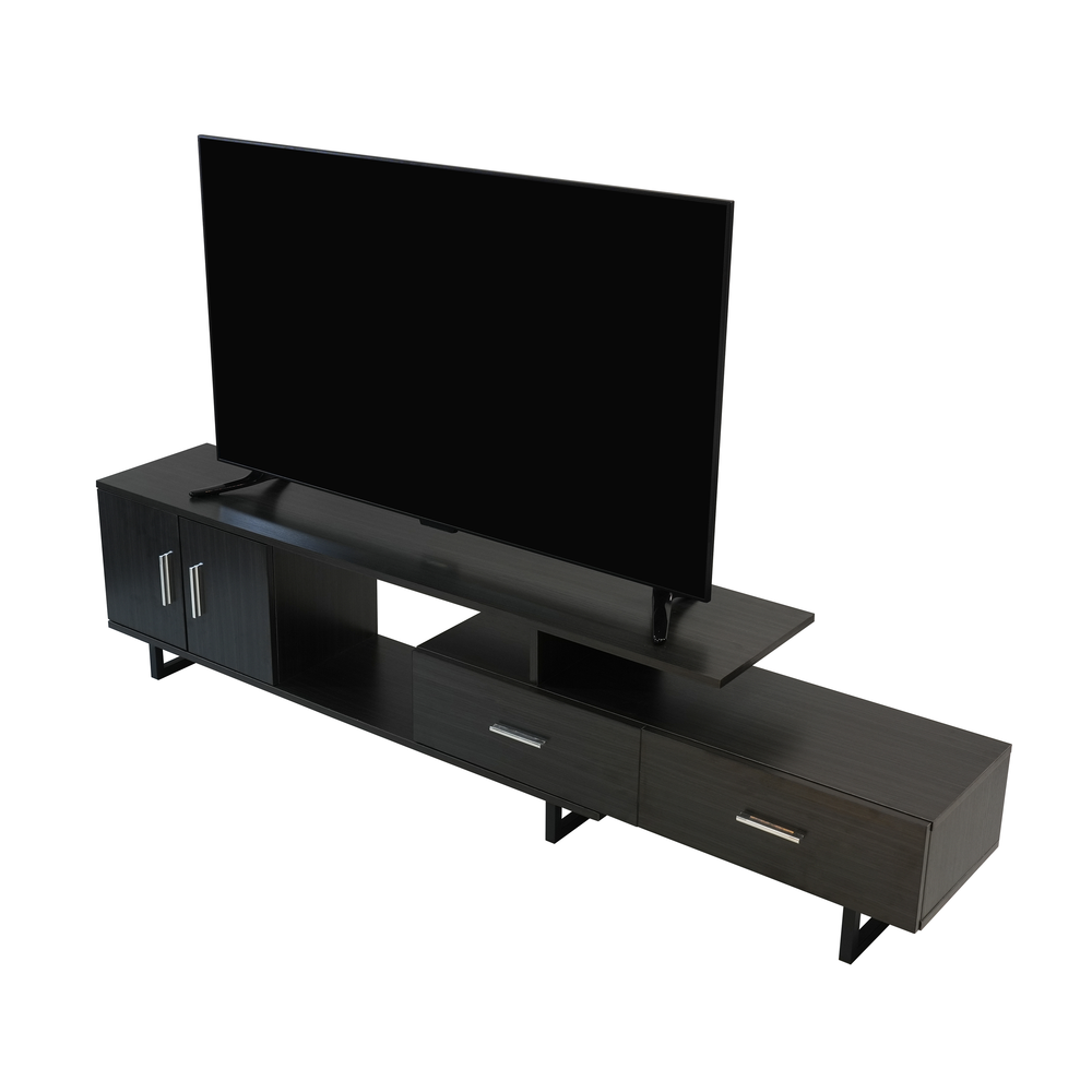 Avery Mid-Century Modern TV Stand with MDF Cabinet and Powder Coated Steel Legs. Picture 9