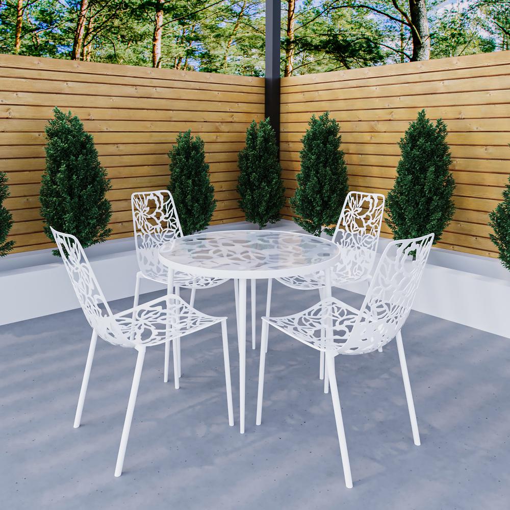 5-Piece Aluminum Outdoor Patio Dining Set with Tempered Glass Top Table. Picture 10