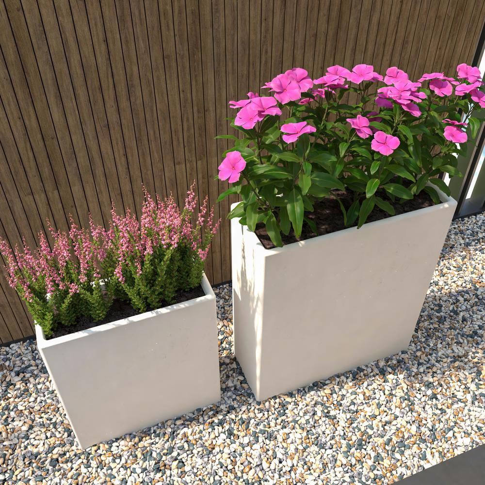 Thistle Series Poly Stone Planter Set in White. Picture 9