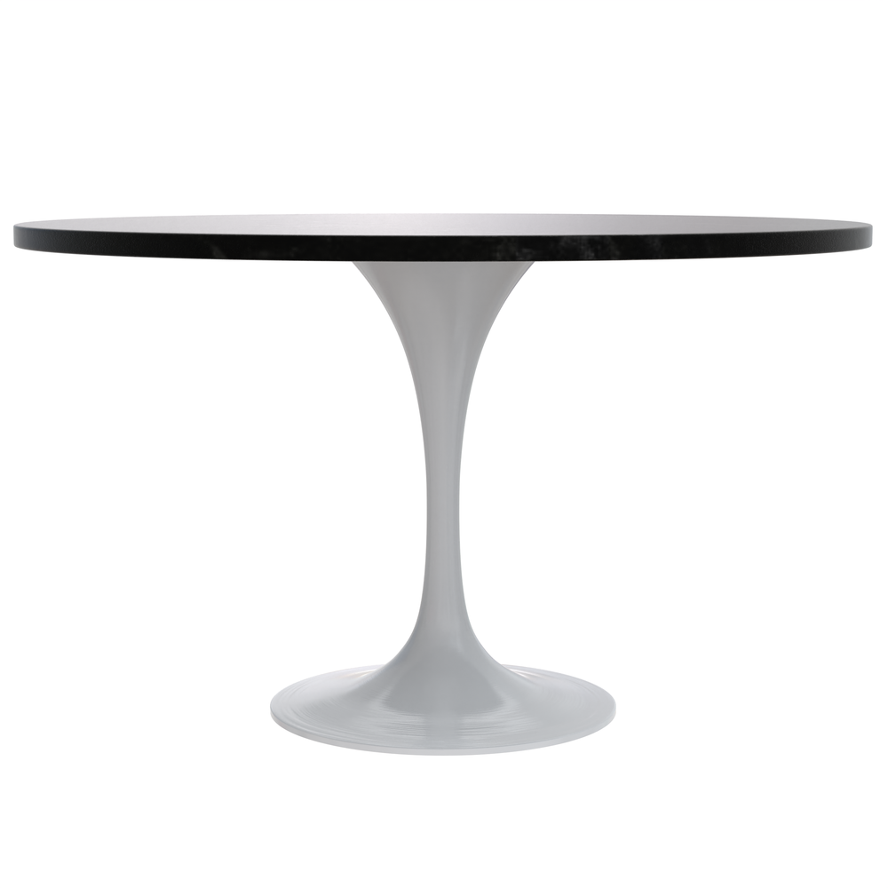Verve 48 Round Dining Table, White Base with Black MDF Top. Picture 2