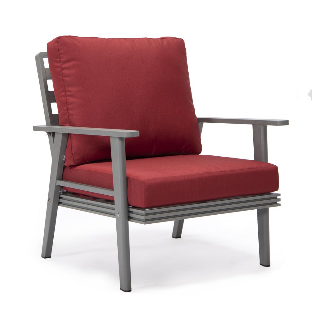LeisureMod Walbrooke Modern Grey Patio Conversation With Square Fire Pit & Tank Holder, Red. Picture 15