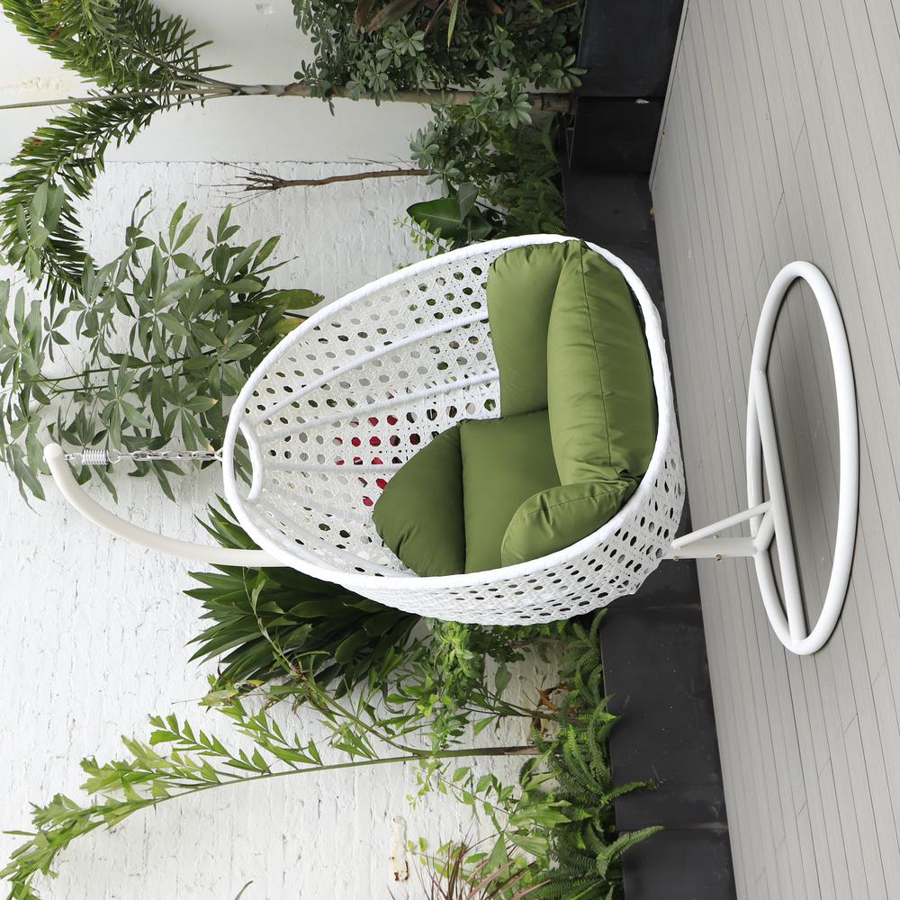 White Wicker Hanging Egg Swing Chair. Picture 9