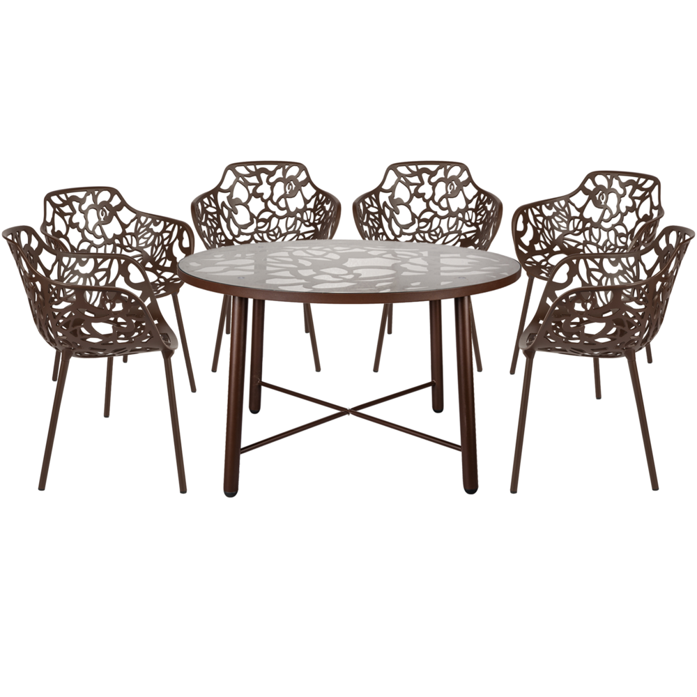 3-Piece Aluminum Outdoor Patio Dining Set with Table and 6 Stackable Chairs. Picture 7