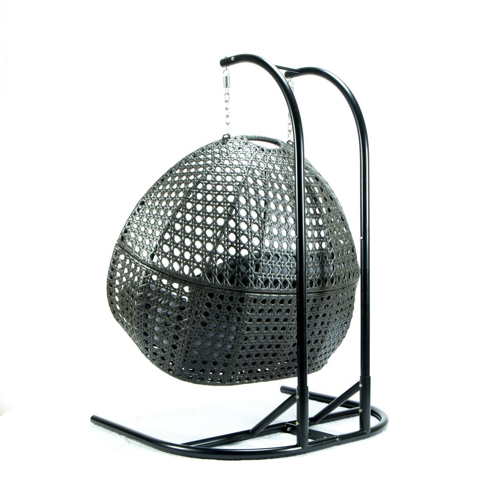 LeisureMod Wicker Hanging Double Egg Swing Chair  ESCU57CBU. Picture 3
