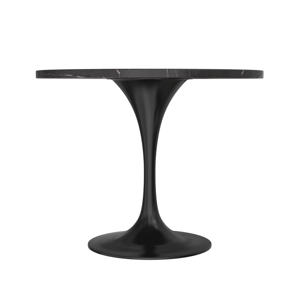 Verve 36 Round Dining Table, Black Base with Sintered Stone Black Top. Picture 4