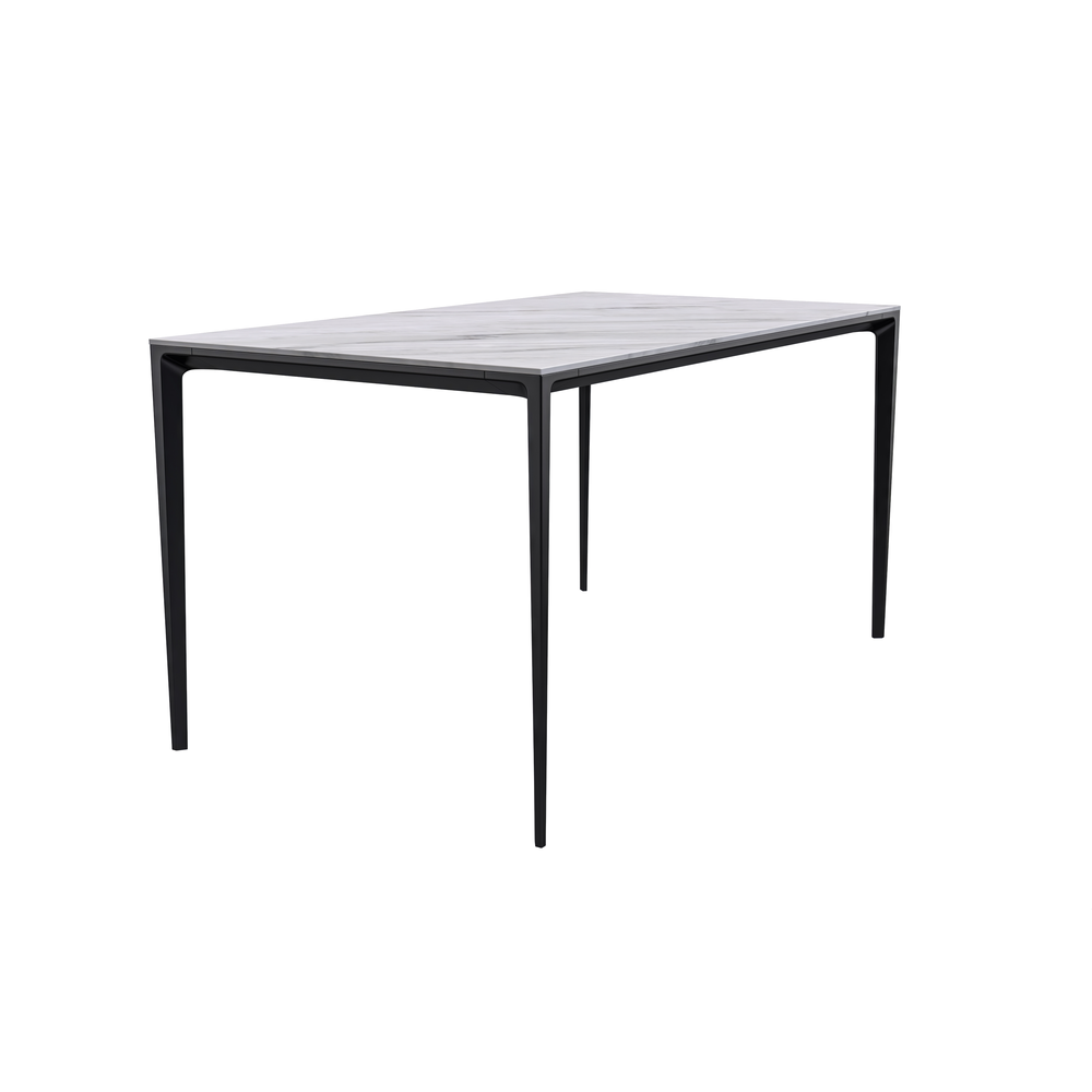Avo Series Modern Dining Table Black Base, With 71 White Sintered Stone Top. Picture 1