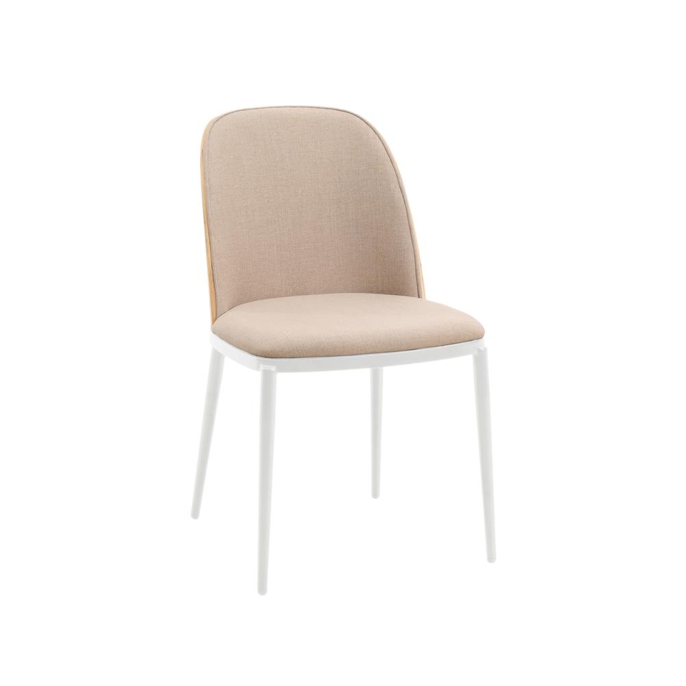 Dining Side Chair with Velvet Seat and White Powder-Coated Steel Frame. Picture 1