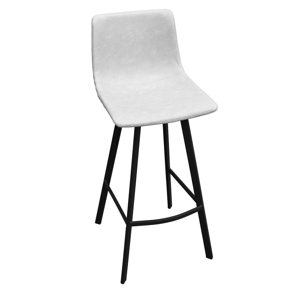 Elland Modern Upholstered Leather Bar Stool With Iron Legs & Footrest. Picture 1