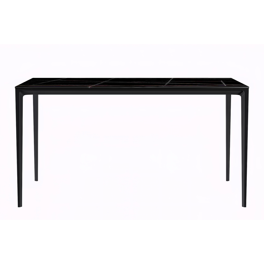 Avo Series Modern Dining Table Black Base, With 55 Black/Gold Sintered Stone Top. Picture 3