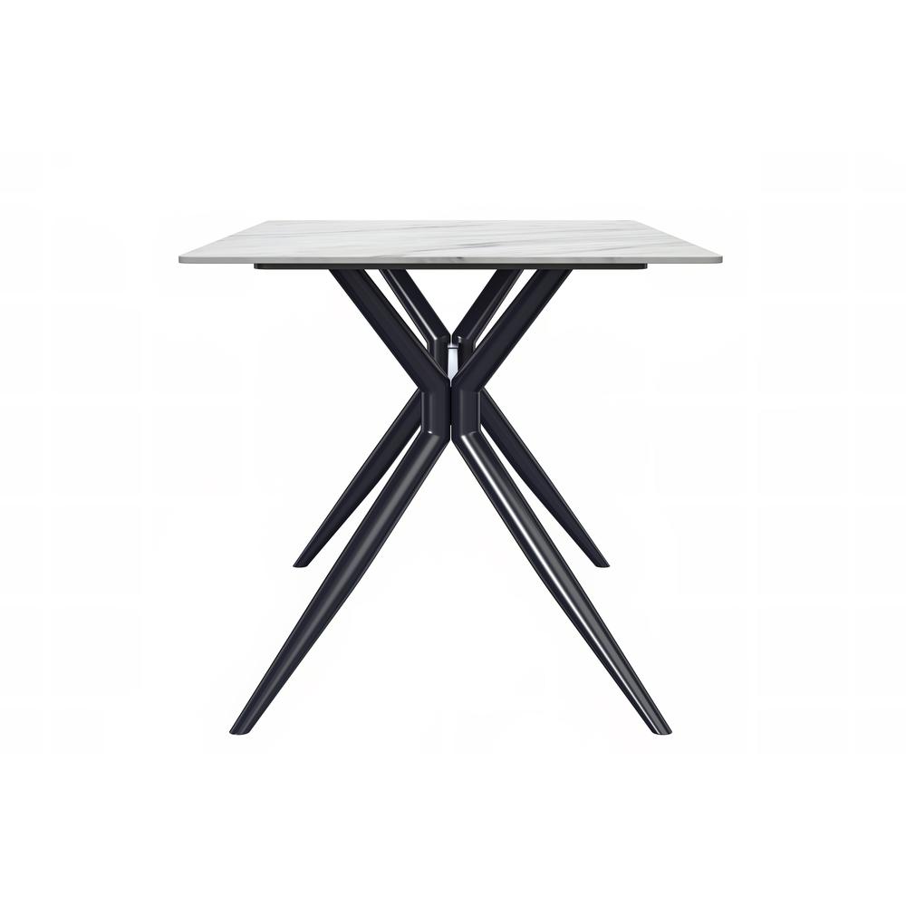 Elega Series Black Stainless Steel Dining Table 55 With White Sintered Stone Top. Picture 3