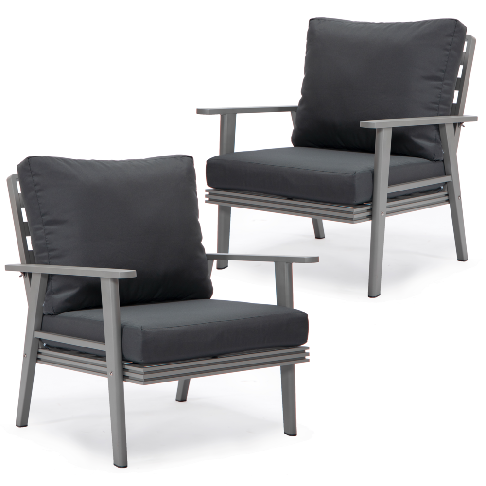 Walbrooke Modern Grey Patio Arm Chair, Set of 2. Picture 1
