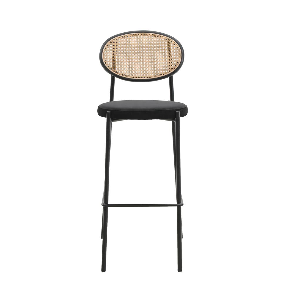 Euston Modern Wicker Bar Stool With Black Steel Frame. Picture 3