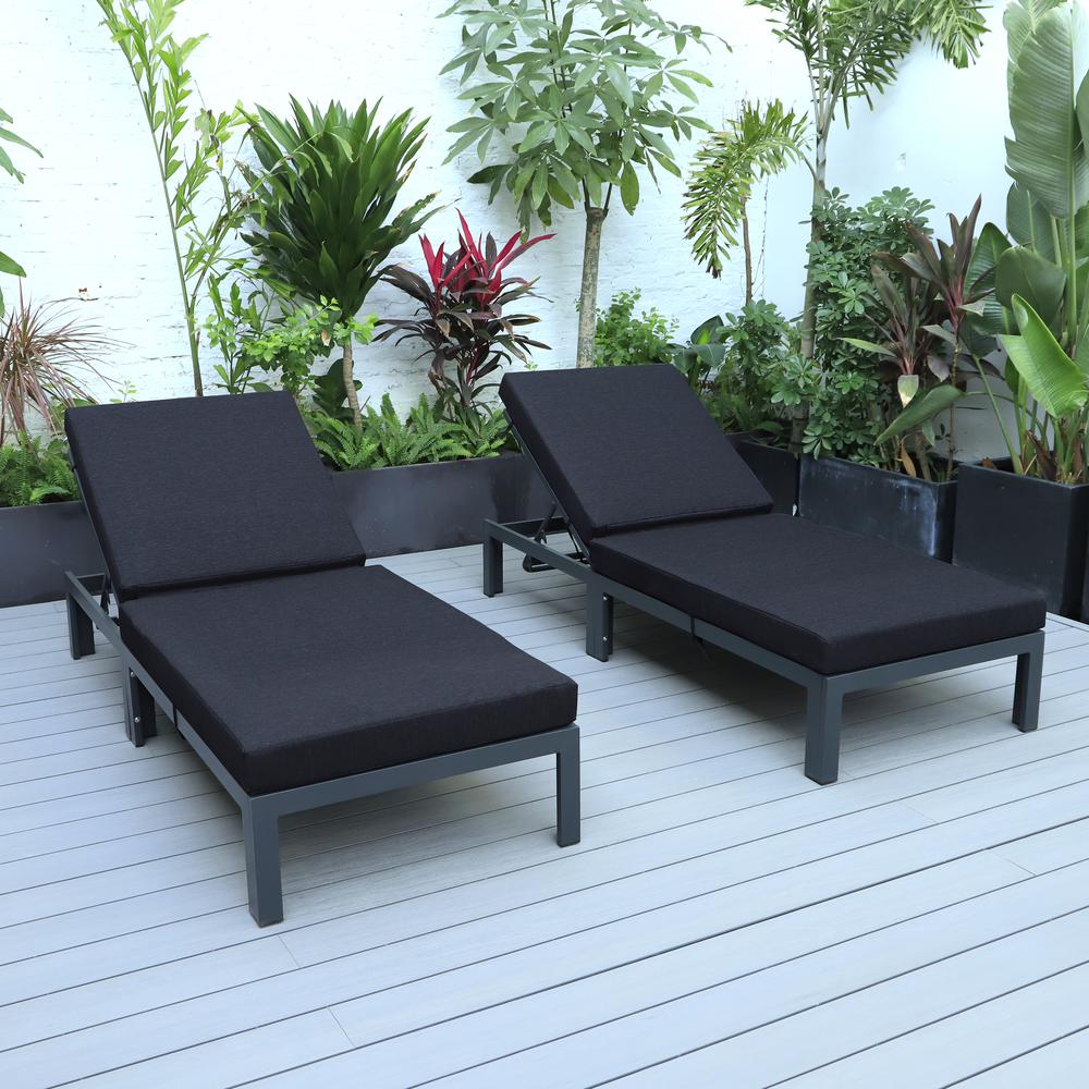 Chelsea Modern Outdoor Chaise Lounge Chair With Cushions Set of 2. Picture 9
