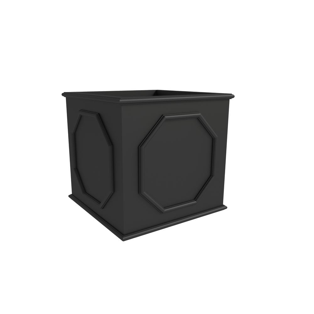 Sprout Series Cubic Fiber Stone Planter in Black 15 Cube. Picture 2
