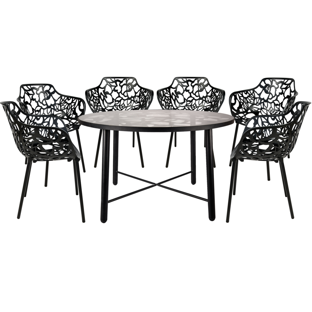 3-Piece Aluminum Outdoor Patio Dining Set with Table and 6 Stackable Chairs. Picture 7