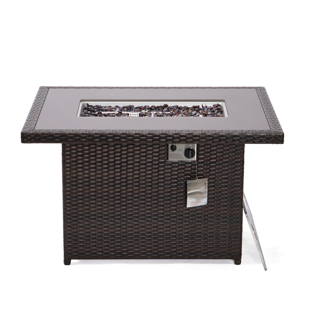 Mace Wicker Patio Modern Propane Fire Pit Table. Picture 9