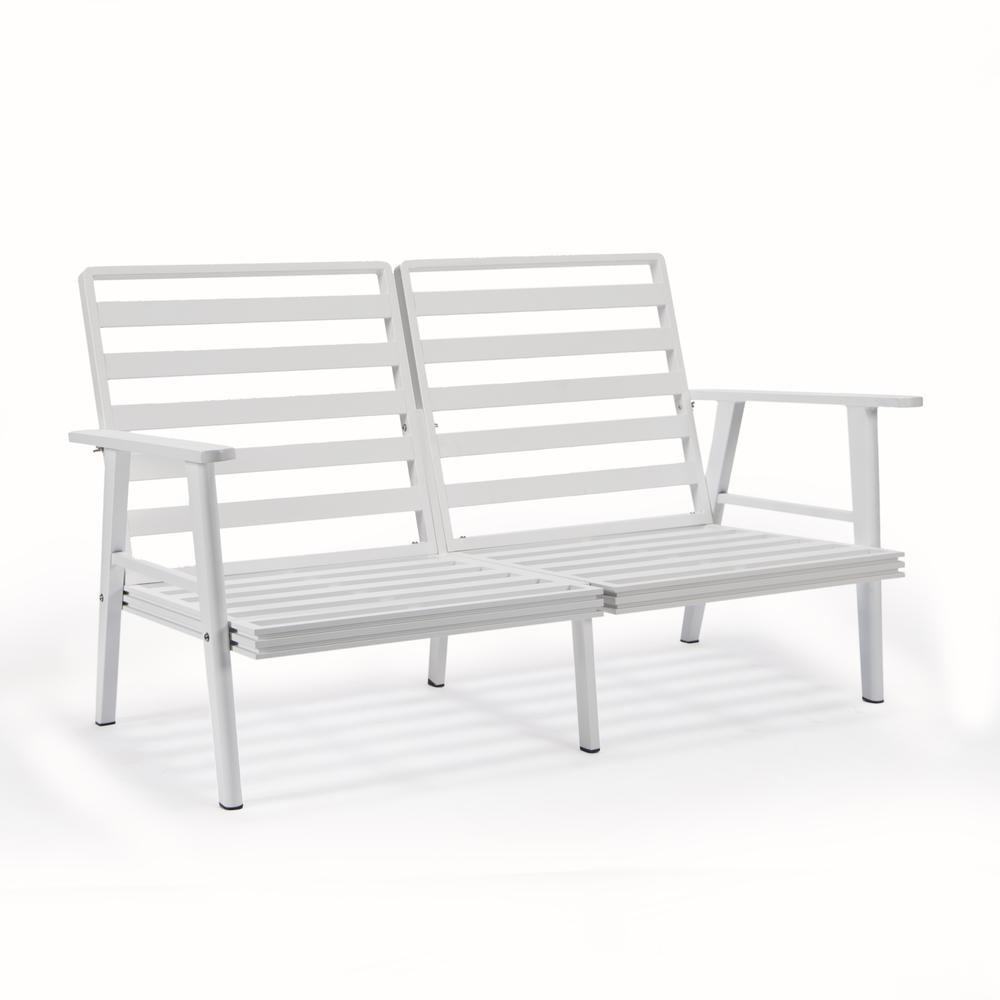 LeisureMod Walbrooke Modern White Patio Conversation With Square Fire Pit & Tank Holder, Grey. Picture 12