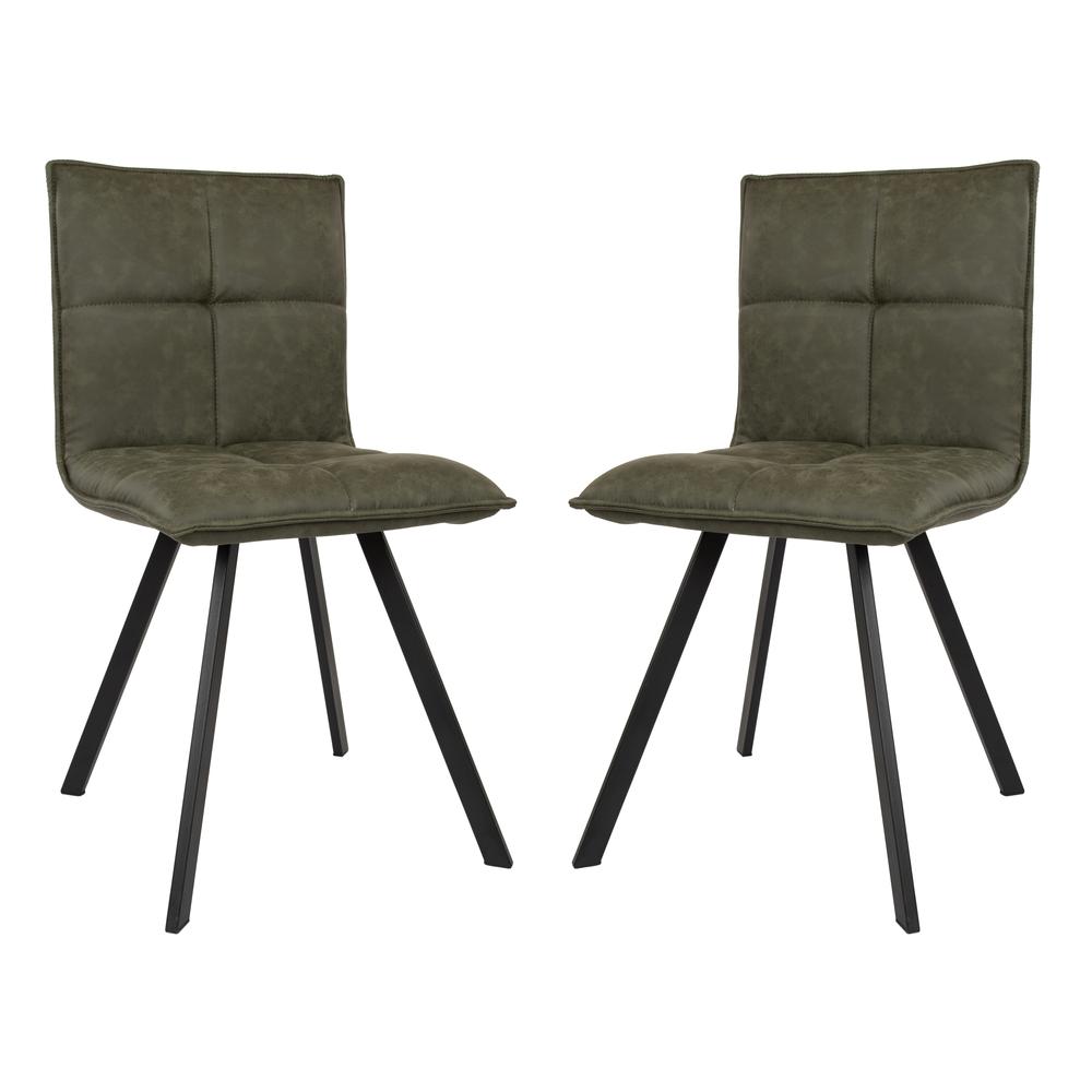 LeisureMod Wesley Modern Leather Dining Chair With Metal Legs Set of 2 WC18G2. Picture 6
