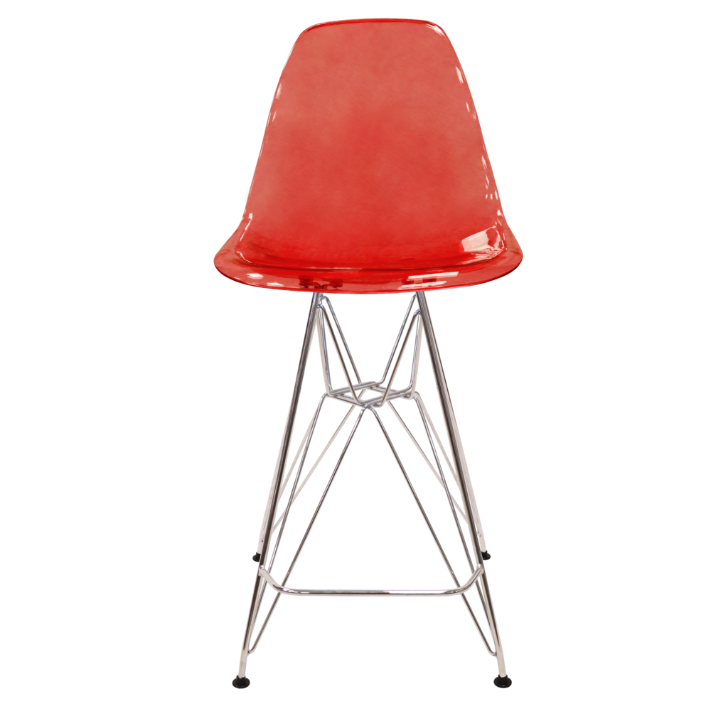 Cresco Modern Acrylic Barstool with Chrome Base and Footrest. Picture 4